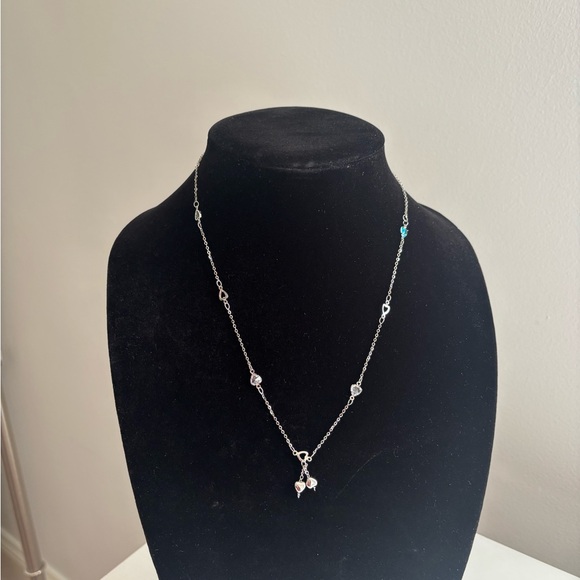 Jewelry - Sterling Silver Heart Charm Station Necklace in Silver